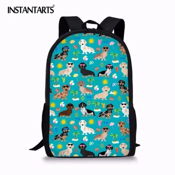 

INSTANTARTS Dachshund Dog Pattern Girls Kids Backpacks Durable Schoolbags Children Primary School Backpack Mochila Infantil