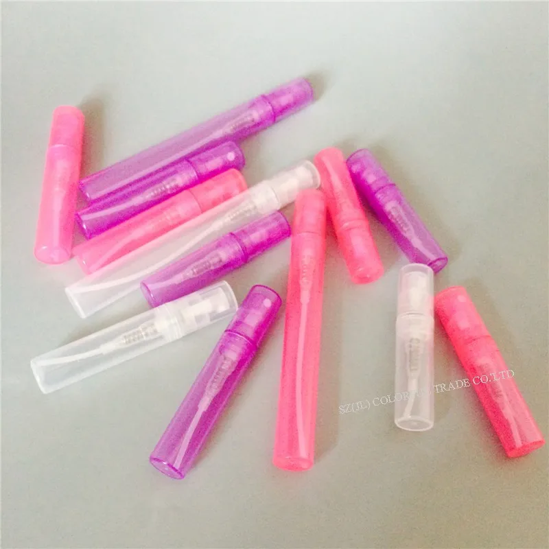 

50pcs/lot 2/3/5ML Plastic Refillable Oil Bottles Atomizer Sample Spray Perfume Bottle Mini Portable Containers Cosmetics