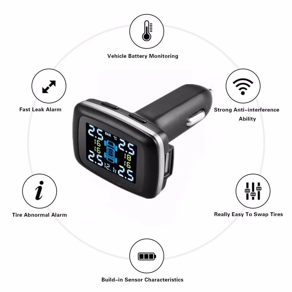 Smart Auto TPMS Reifen Druck Überwachung System zigarette feuerzeug Digitale LCD Display Auto Sicherheit Alarm Systeme Smart Auto TPMS Reifen Druck Überwachung System zigarette feuerzeug Digitale LCD Display Auto Sicherheit Alarm Systeme