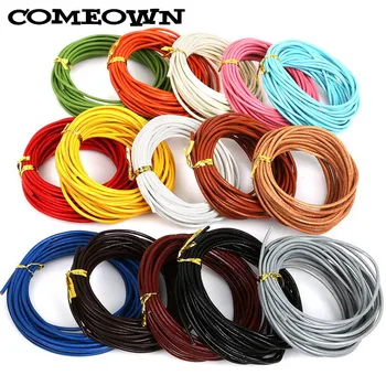 

COMEOWN 10M Mixed Color Round Real Leather Cord 1.5mm Beading Rope for Pendants Necklace Bracelet DIY Jewelry Making Cords