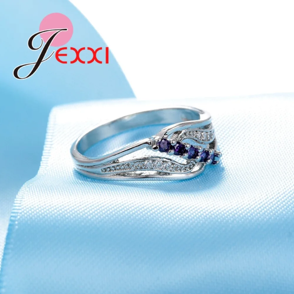 Jexxi высокое качество Модные Украшения Кольца из стерлингового серебра 925 для Для женщин кубический циркон Кристал для свадьбы, помолвки