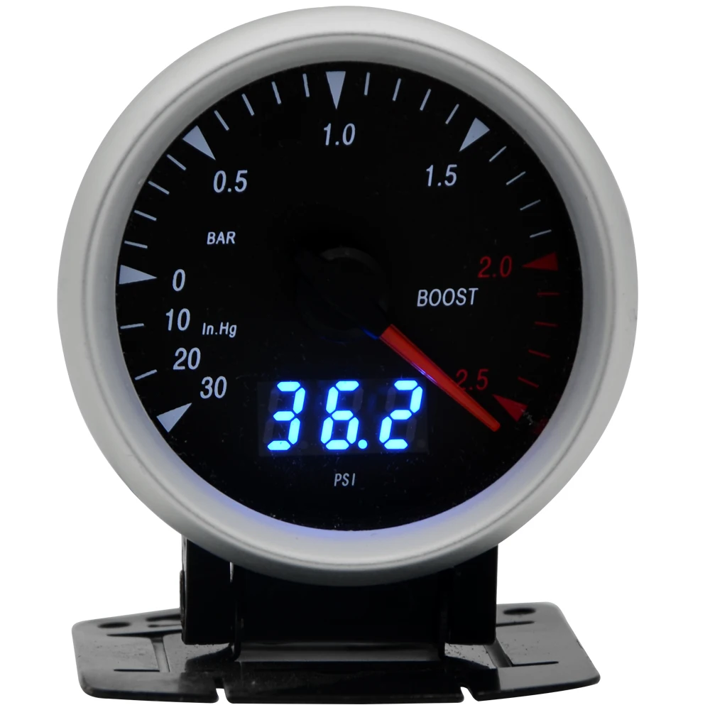 2.5 Inch 60mm Turbo Boost Gauge Dual Units PSI / BAR Digital Analog