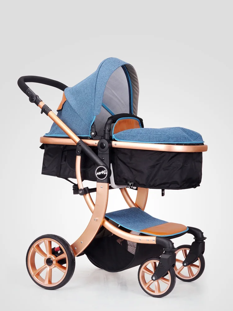 Детская коляска-переноска с высоким пейзажем, корзина для безопасности, сиденье для сидения, двусторонняя детская тележка, тройная