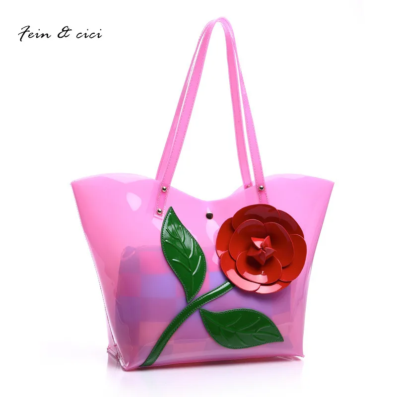 Pink Clear Plastic Tote Bags