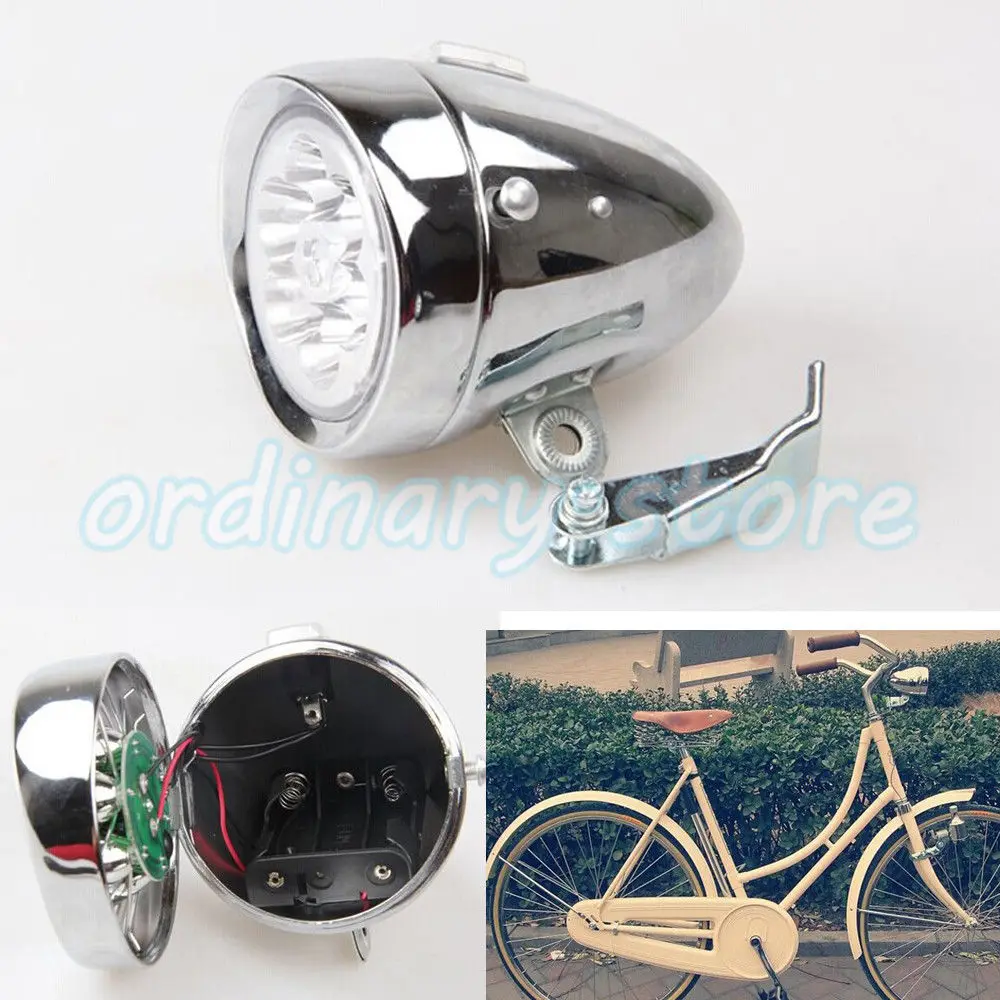 Motorcycle Chrome Silver 6 LED Vintage Bicycle Bike Cycling Headlight