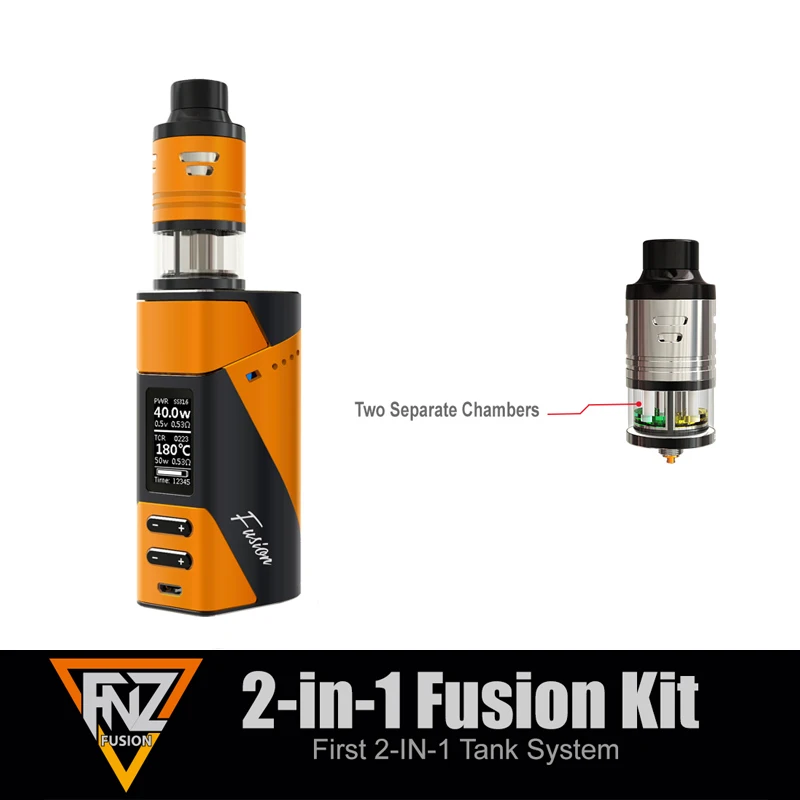

Original Ehpro 2-in-1 Fusion TC Kit 150W fusion mod with 2 separate chips RDTA Tank electronic cigarette kit cigarette vape