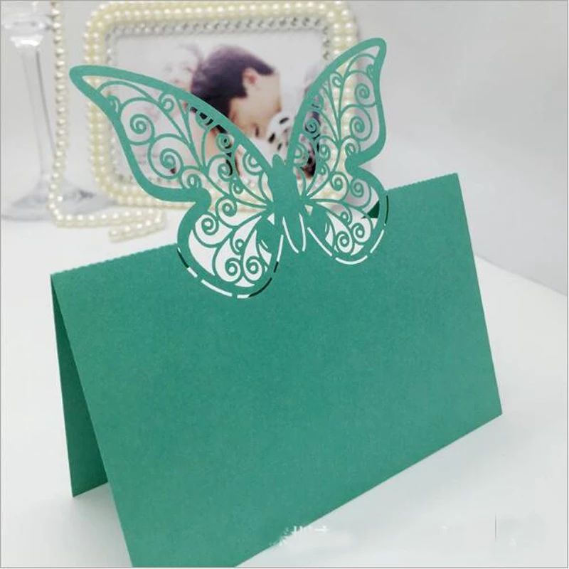 50pcs Butterfly Laser Cut Table Name Place Cards Favor Name Message Setting Card Baby Shower Wedding Birthday Party Supplies (6)