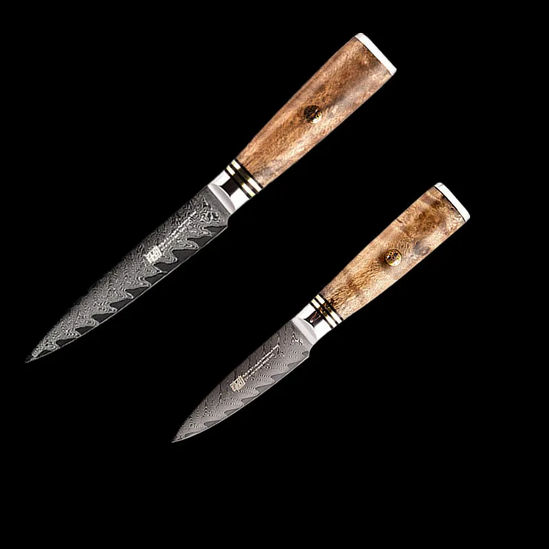 Японский Aus10 дамасский нож из нержавеющей стали Sapele с деревянной ручкой набор