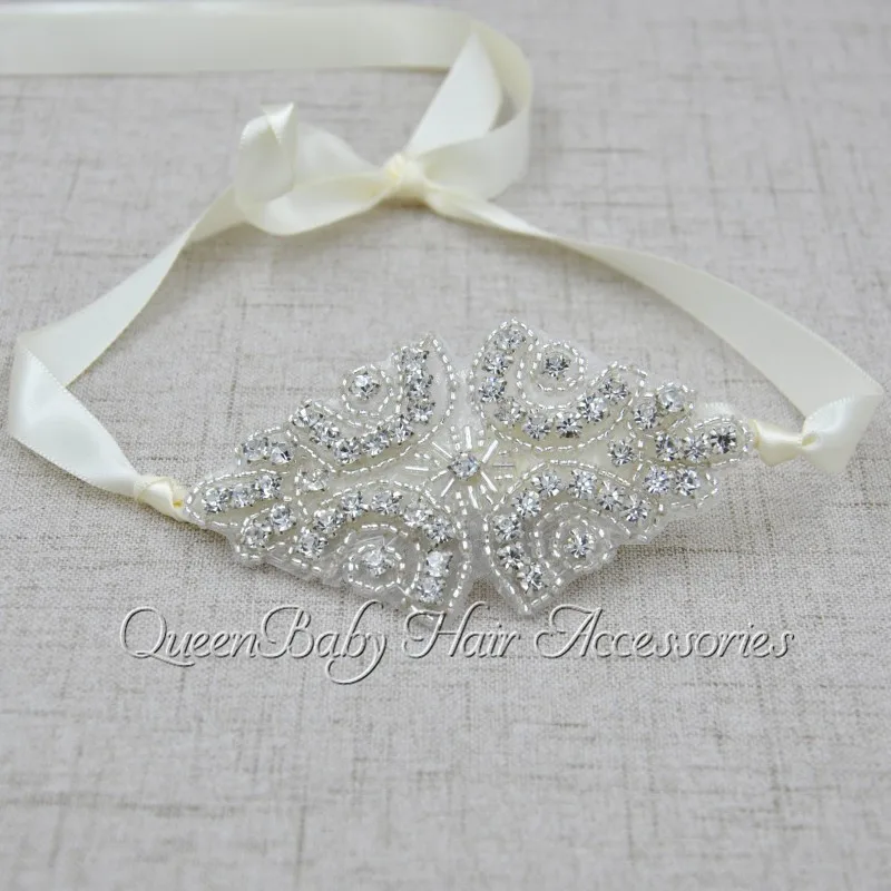 

Newbron Rhineston Hair Band Baby TieBack Headbands Baptism Headband Newborn Props