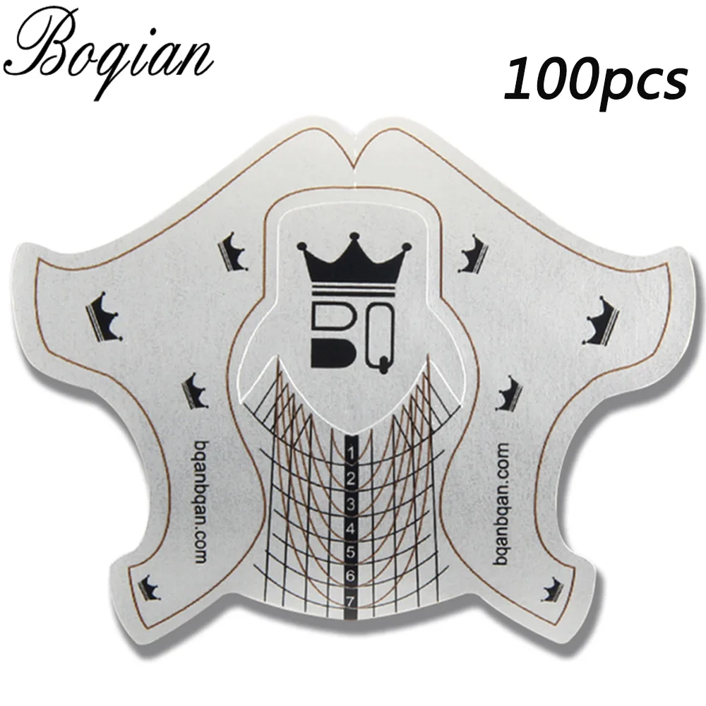 

BQAN Professional 100PCS Alloy Red Nail Form Tips Nail Art Guide Extension French DIY Tool Acrylic UV Gel Nail Paper