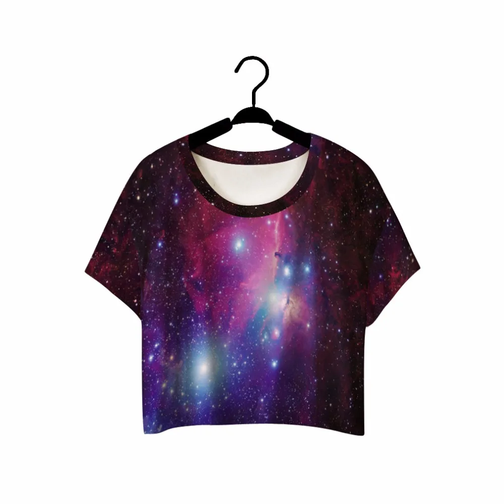 

Europe And The United States 3D Star Digital Printing Loose Half Short Round Neck Short-Sleeved Women's Navel Navel T-Shirt