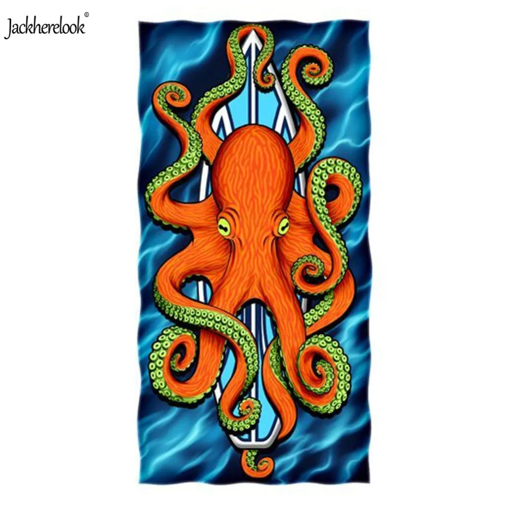 

Jackherelook Super Absorbent Swimming Towels Octopus Surfboard Beach Shower Towel Soft Cotton Sport Gym Bath Face Towel Toalla