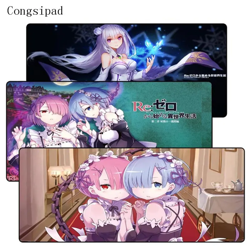 

Congsipad Re;zero Anime Girl 900x400X2MM gaming Lock Edge mouse pad large Christmas gifts notebook accessories laptop padmouse