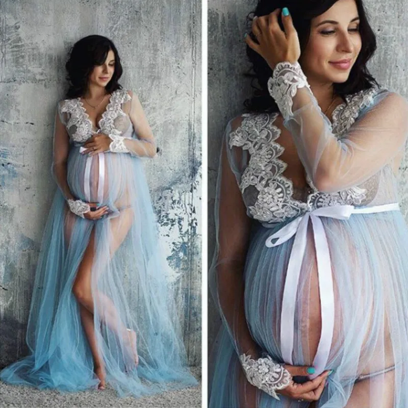 

Pregnant Women Lace Dresses Maternity Photography Fancy Props Dresses Summer Maternity Photo Shooting Crochet Lace Dresses
