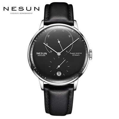 New Switzerland NESUN Luxury Brand Automatic Mechanical Men's Watches Leather Sapphire Waterproof Energy Display Clocks N9603 