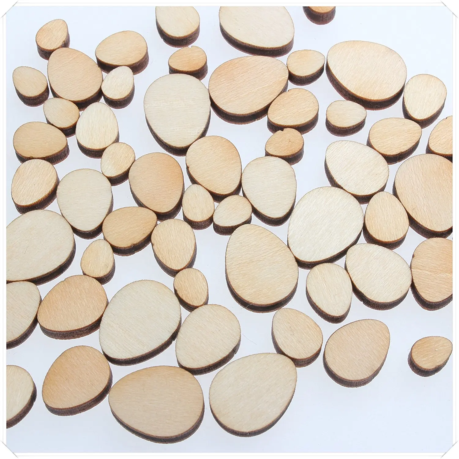 

200 pcs [Easter Egg Shaped] Mini Mixed Small Wooden Embellishments - Scrapbooking Shapes for Craft Decor Button