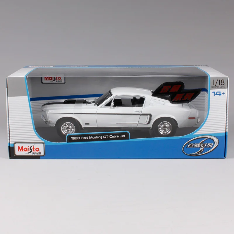 Модель автомобиля Maisto 1:18 белая Blue1968 Ford Mustang GT Cobra Jet литая модель новая игрушка в