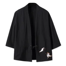 Кимоно рубашка кардиган для мужчин юката одежда самураев хаори каратэ японский стиль блузка TA469