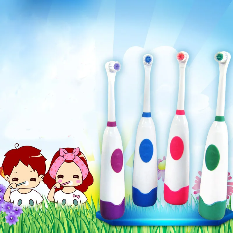 

1set Electric Toothbrush 2 Brush Heads for Children with Care Rotation Vitality Cartoon Oral Health Soft Tooth Brush for Kids