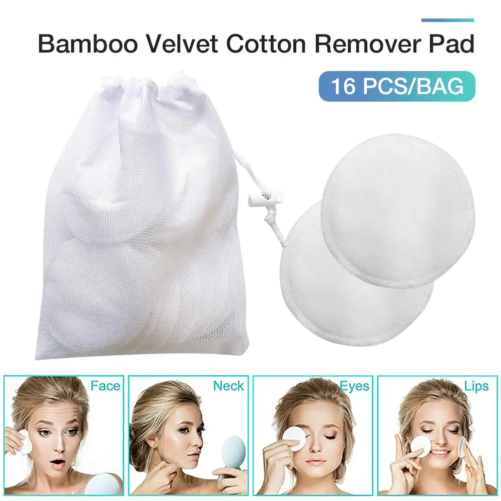 16 шт./пакет многоразовые салфетки для снятия макияжа Бамбуковая ткань хлопок для снятия макияжа колодки для очистки лица