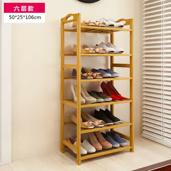 

FREE Shipping 6 Tier Solid Wood Shoe Cabinet Nan Bamboo Shoe Racks Simple Shelves Shelves Flower Racks