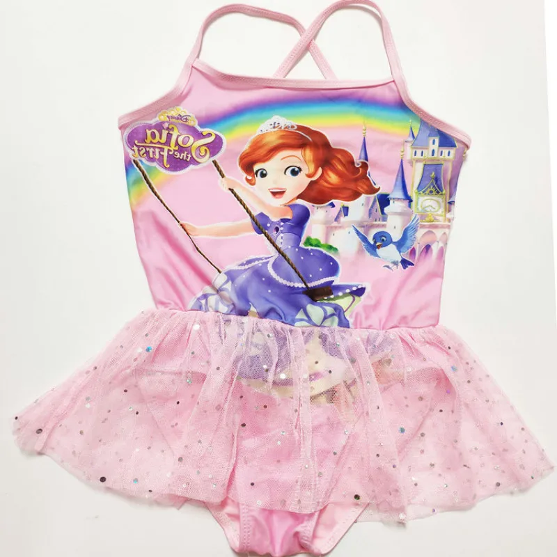 Новое платье для девочек От 3 до 10 лет, купальный костюм «Эльза и Анна»; Одна деталь детей купальный костюм для малыша, купальник ванный комплект Летний стиль для наряды для маленьких принцесс - Цвет: E
