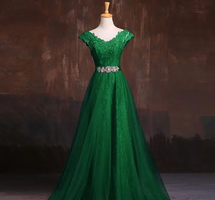 VENSANAC 2018 V Neck Crystal Sash A Line Long Evening Dresses Elegant Lace Appliques Backless Party Prom Gowns VENSANAC 2018 V Neck Crystal Sash A Line Long Evening Dresses Elegant Lace Appliques Backless Party Prom Gowns