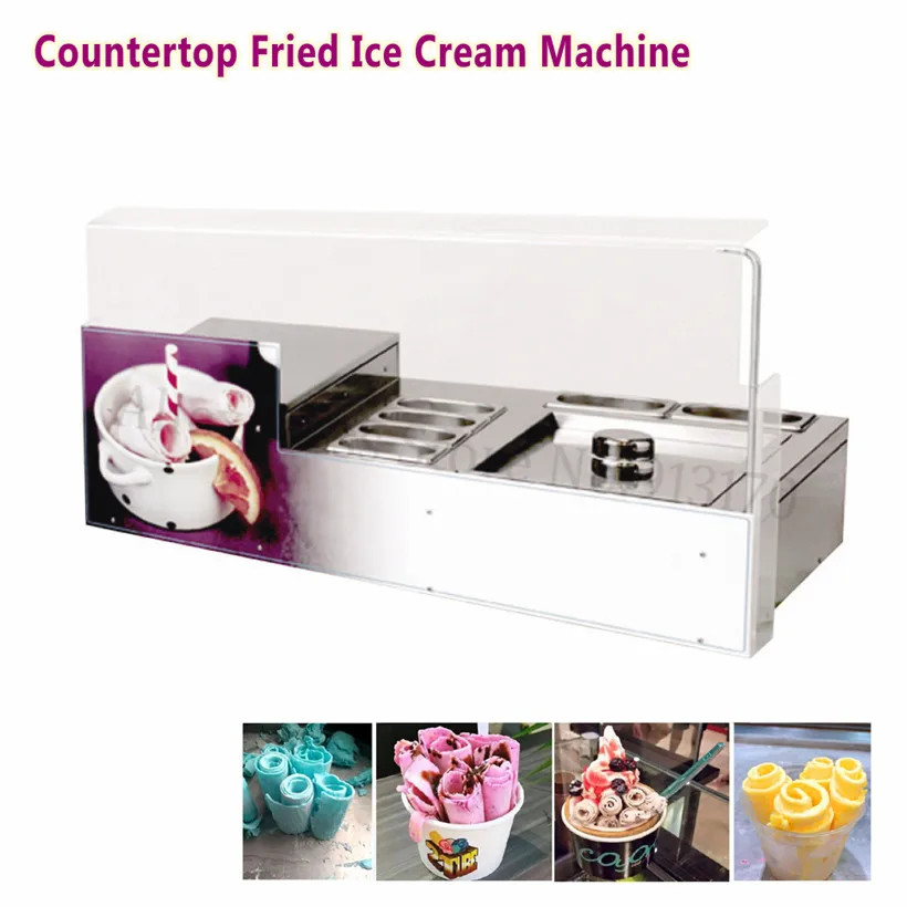 Desktop Square Pan Fried Ice Cream Roll Machine 220V Commercial Ice Yogurt Roll Maker with 6 Pots Desktop Square Pan Fried Ice Cream Roll Machine 220V Commercial Ice Yogurt Roll Maker with 6 Pots