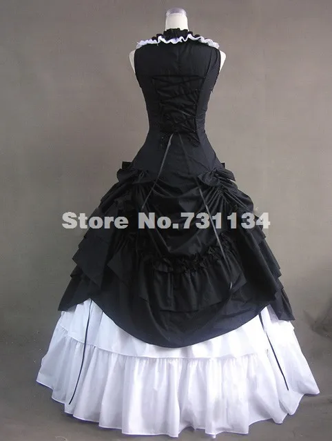 Классический черный и белый средневековый Готический Ренессанс викторианское бальное платье Хэллоуин вампиры костюмы, Civil War бальное платье