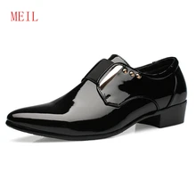 Luxury Men Dress Wedding Shoes Patent Glossy Leather 4CM High Heels Italian Fashion Pointed Toe Heighten Oxford Shoes Party Prom Luxury Men Dress Wedding Shoes Patent Glossy Leather 4CM High Heels Italian Fashion Pointed Toe Heighten Oxford Shoes Party Prom