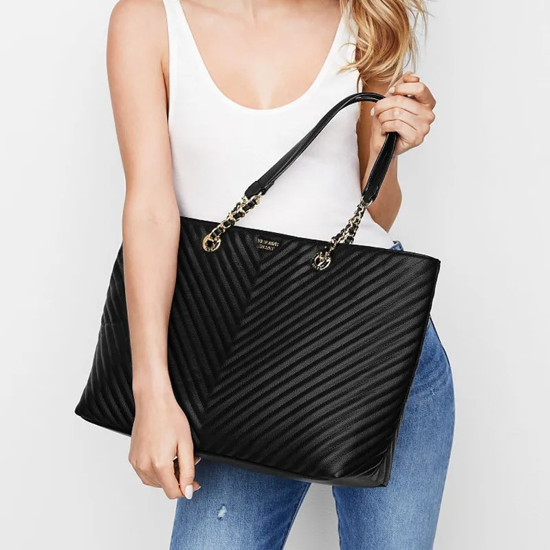 

2019 Luxury Brand Designer Brand Big Shopping Tote Bags Women Solid Color Shoulder Bags Vs Pink Designer Handbags Sac A Main