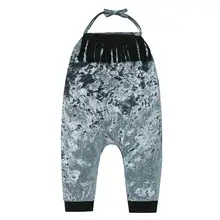Baby Girls Jumpsuit Baby Fashional Kids Tassel Backless Velvet Halter One-Piece Overalls Children Summer Clothes