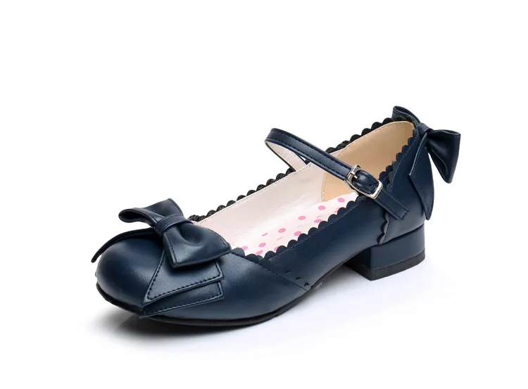 Японские милые туфли в стиле Лолиты на низком квадратном каблуке с круглым носком; Туфли Mary Jane для чаепития