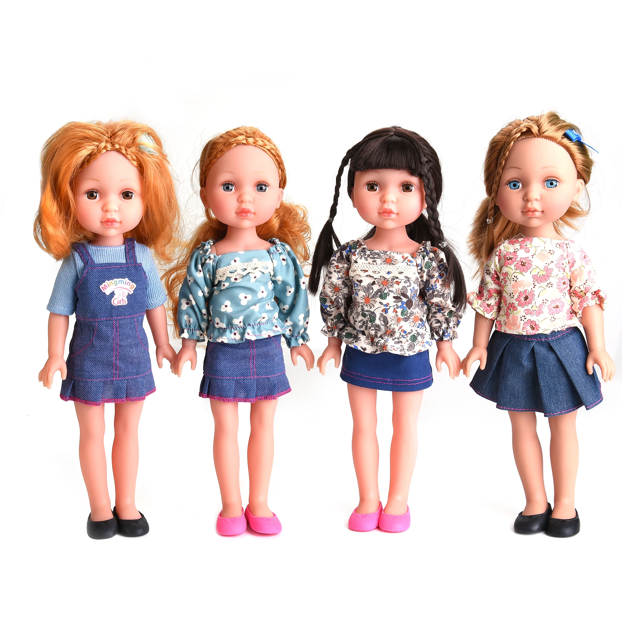 

4 Types 13 Inch 34cm Realistic 3D Face Kids Dolls Vinyl Material Fashion Girl doll Toys for Children Reborn Doll