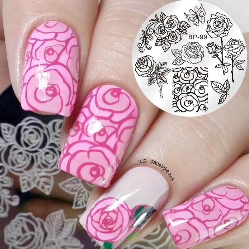 

Popular BORN PRETTY Butterfly Flower Rose Nail StampTemplate Nail Art Stamping Plate BP-99 Nail DIY Stamping Polish Plate