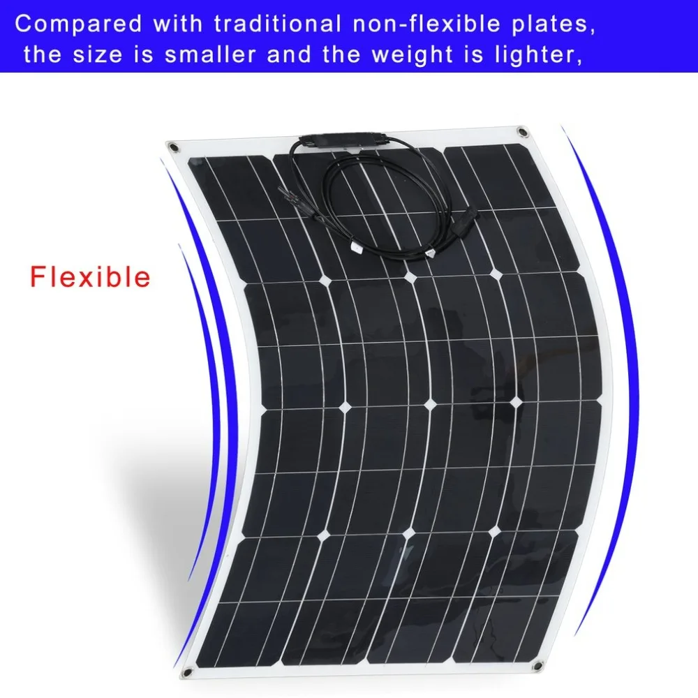 

New 80W Waterproof Portable Monocrystalline Flexible Solar Panel Module Outdoor Solar Power System For Off Grid RV Boat