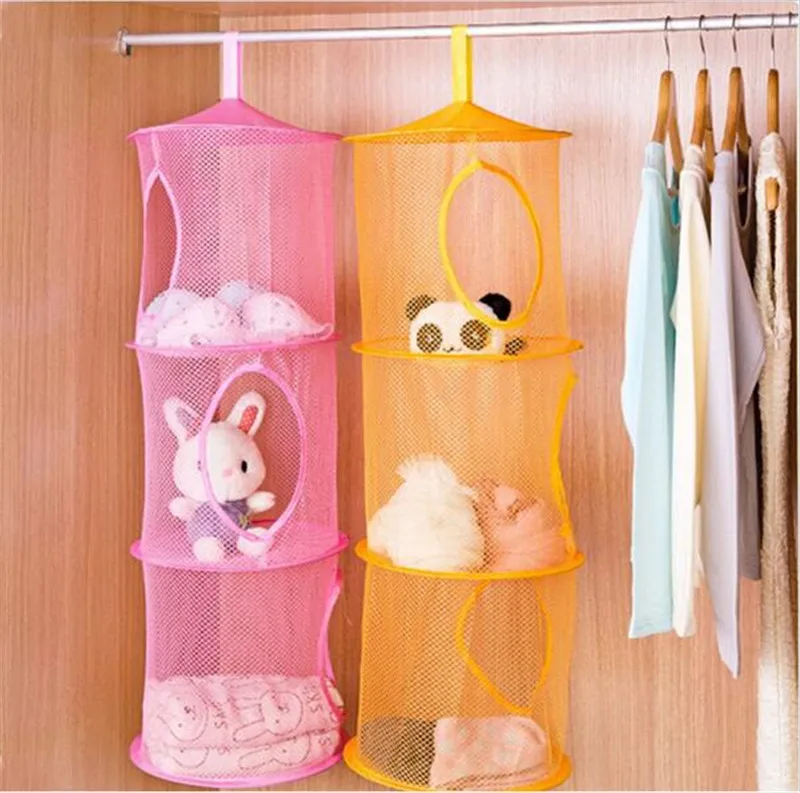 

3 Shelf Hanging Storage Net Kids Toy Organizer Bag Bedroom Wall Door Closet