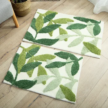 

byetee Green Leaves Floor Mat Living Room Doormats Kitchen Carpets House Doormats Anti-slip Tapete Rug Door Mats