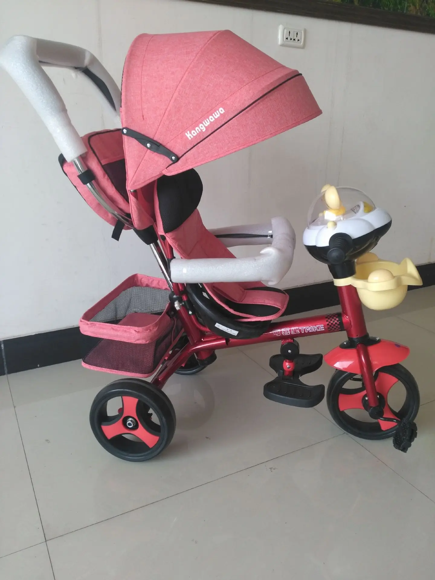 Murah Anak Sepeda Roda Tiga Kereta Dorong Sepeda Kereta Bayi dengan 3 Roda Musik Jogging Kereta Dorong Sepeda Trike Belakang Keranjang Belanja