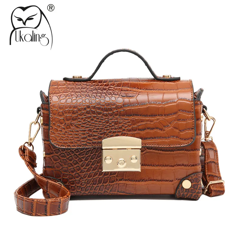 UKQLING Vintage Women Messenger Bags Alligator Pattern Flap Designer Handbag High Quality Trunk ...