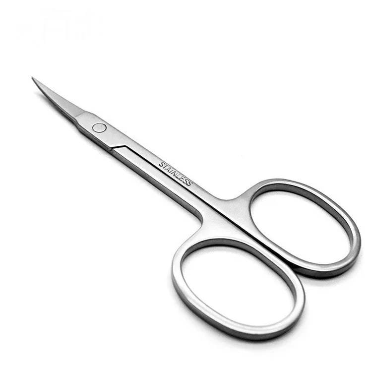 1pc Stainless Steel Makeup Scissors Curved Tip Small Eyebrow Scissors Cut Manicure Eyebrow With Sharp Head