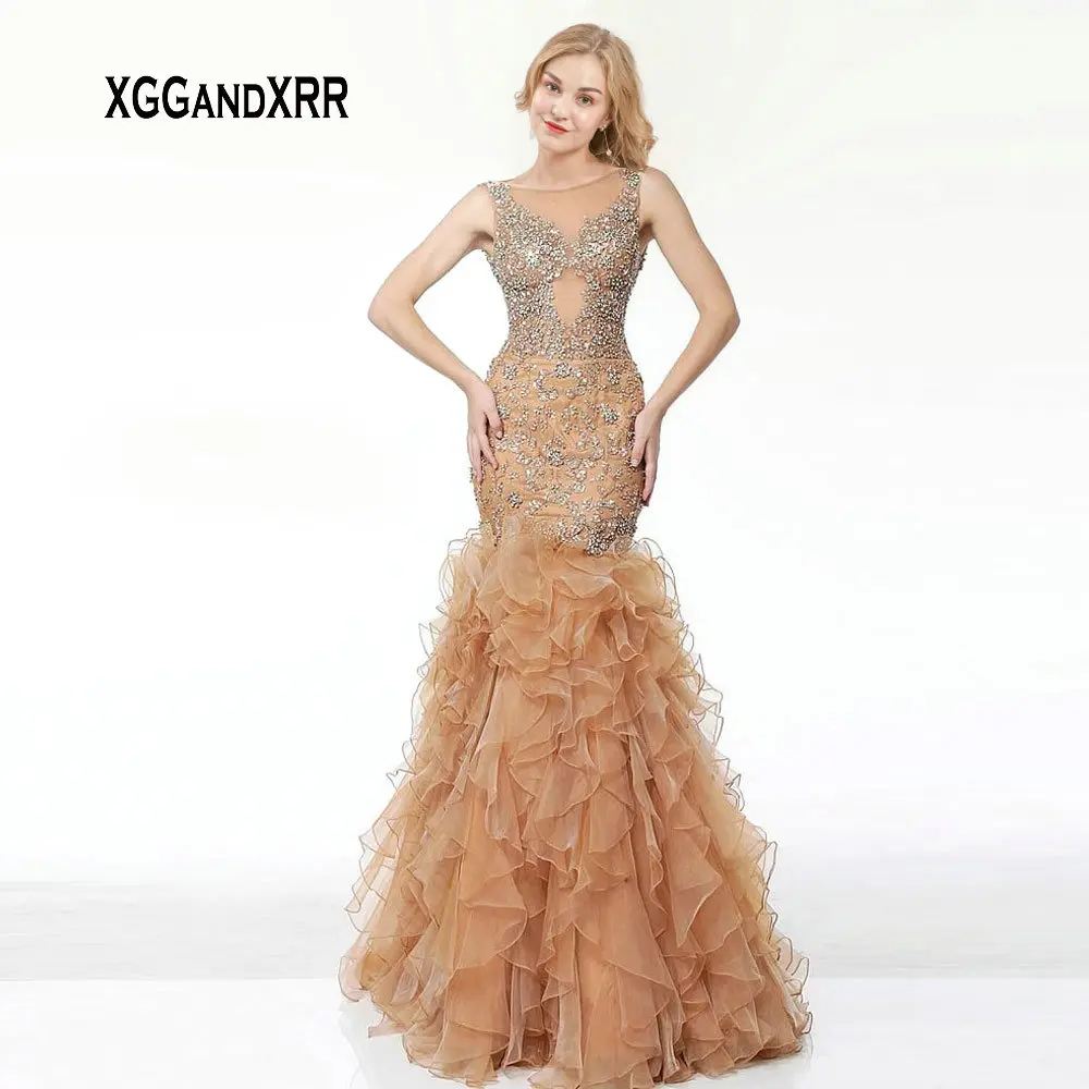 champagne mermaid evening gown