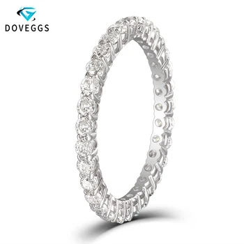 

DovEggs Classic 10K White Gold 1ctw 2mm Brilliance Moissanite Diamond Engagement Ring For Women Eternity Bridal Wedding Bands