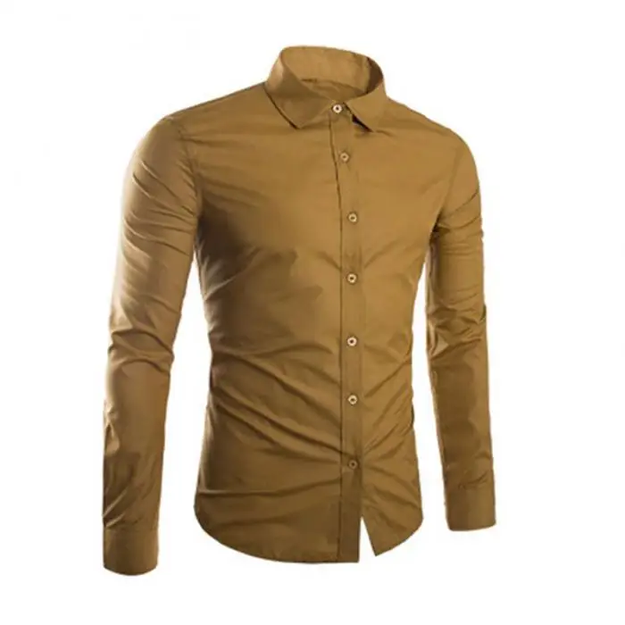 Spring Autumn Men Shirt Long Sleeve Solid Color Easy-care Anti Crease Man Casual Shirts M-3XL GDD99