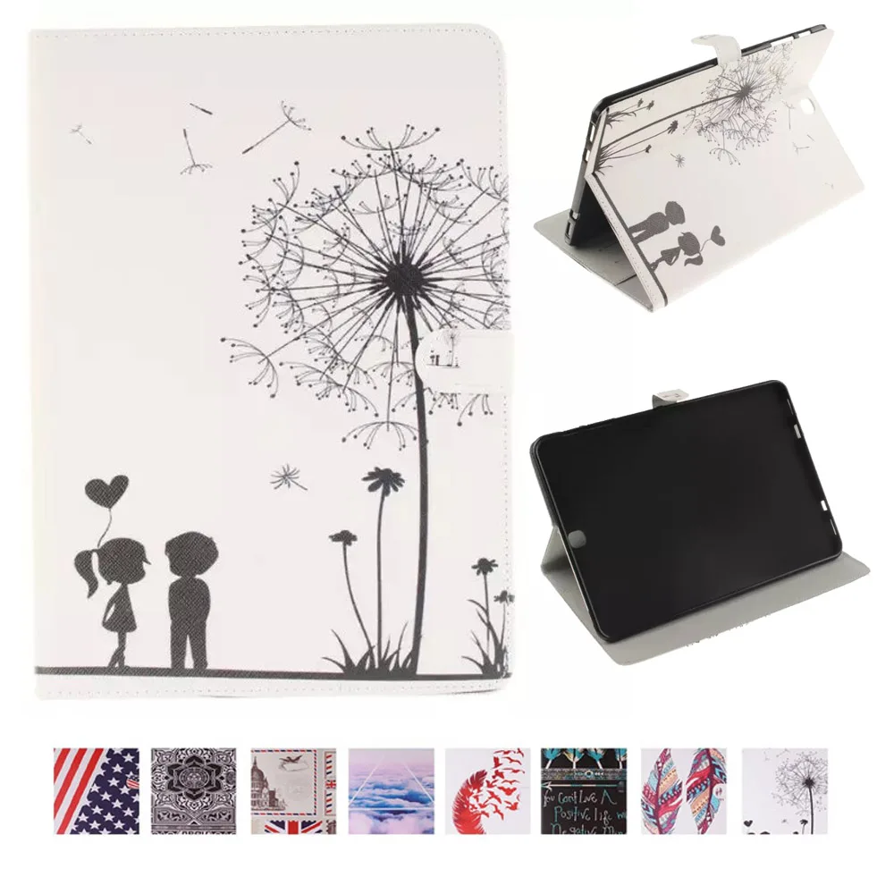 Online Cubierta de pintura TPU funda para Samsung Galaxy Tab S2 9.7 Flip Book style stand Conchas para funda Samsung tab s2 9.7 t815 t810