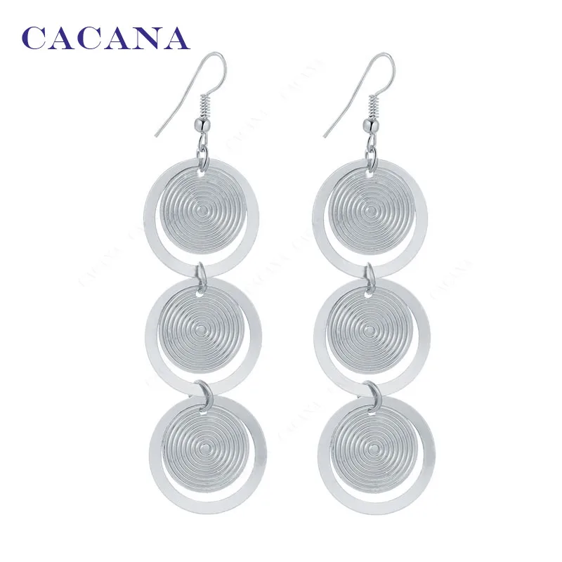 CACANA Dangle Long Earrings With 3 Big Rounds Top Quality For Women Bijouterie Hot Sale No.A97 A98