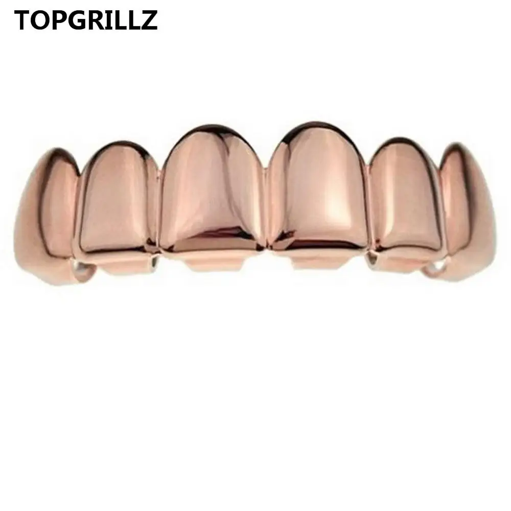 TOPGRILLZ позолоченные хип-хоп ЗУБЫ Grillz Top& Bootom Groll набор с силиконовыми зубами вампира лучший подарок на Рождество - Окраска металла: Rose Top