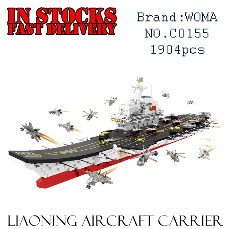 

WOMA Battleship C0155 LiaoNing Aircraft Carrier 1904pcs Building Blocks Brick enlighten toy for children Birthday gift brinquedo
