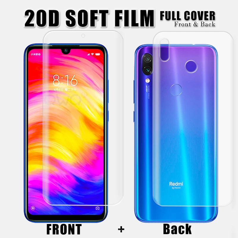 

20D Front & Back Hydrogel Film For Redmi Note 7 6 5 K20 Pro Screen Protector For Xiaomi mi 9 9 SE 8 Lite mi A1 A2 Not Glass Flim