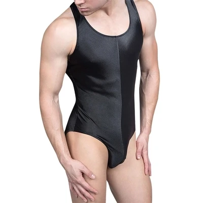 

Mens One-piece Sleeveless Scoop Neck Stretch Solid Smooth Leotard Sexy Men Bodysuit Bikini Thongs Underwear shaper bodysuit men